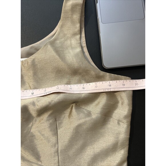 Coldwater Creek Sheath Dress 12 Taffeta Knee Length Sleeveless Zip Lined Gold - Picture 13 of 14